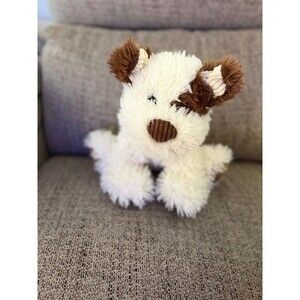 Fiesta White and Brown “Scruffy” 9.5” Spotted Puppy Plush Toy
